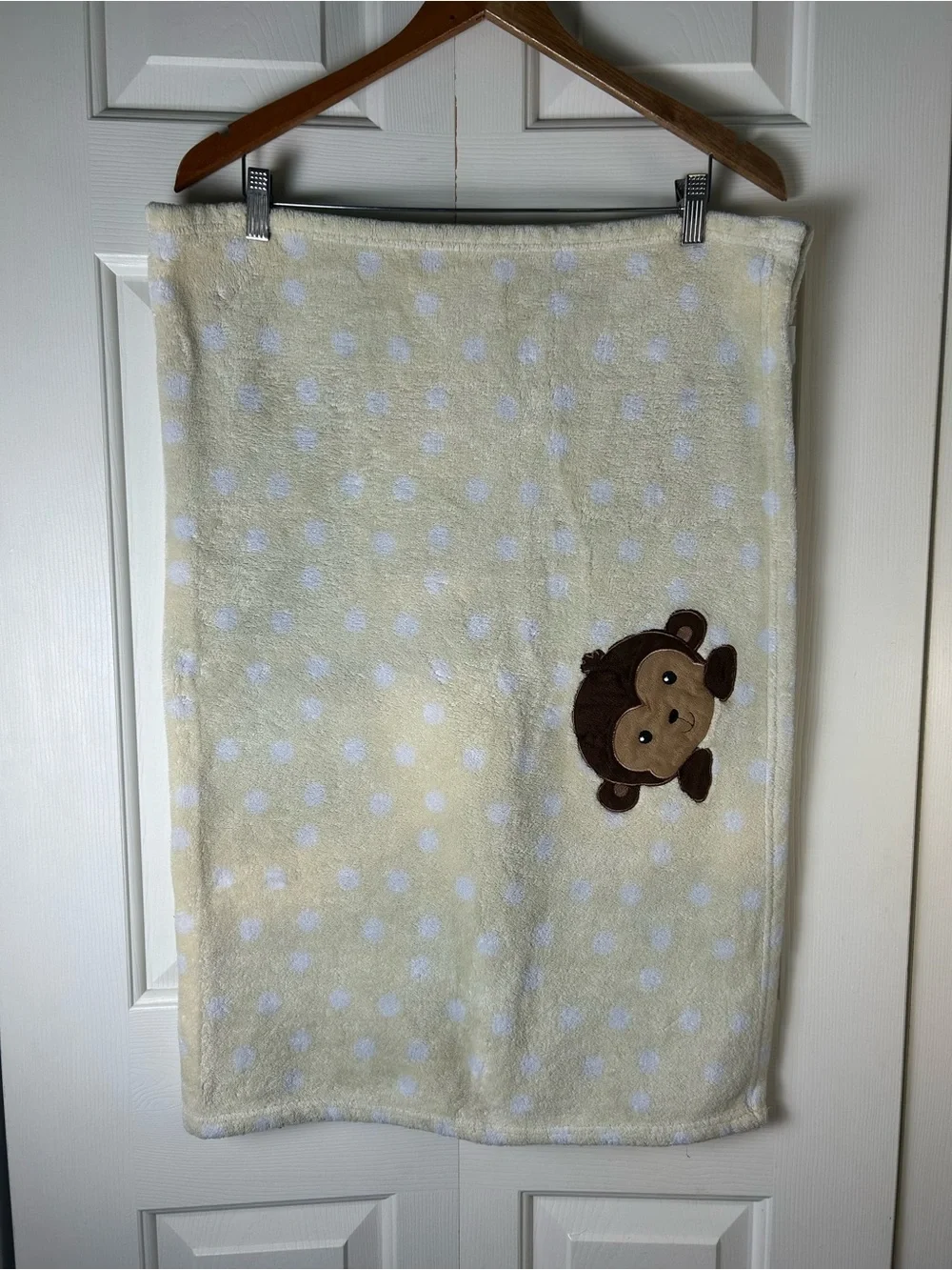 Bedtime Originals Brown Monkey Baby Blanket Yellow White Polka Dots Lovey